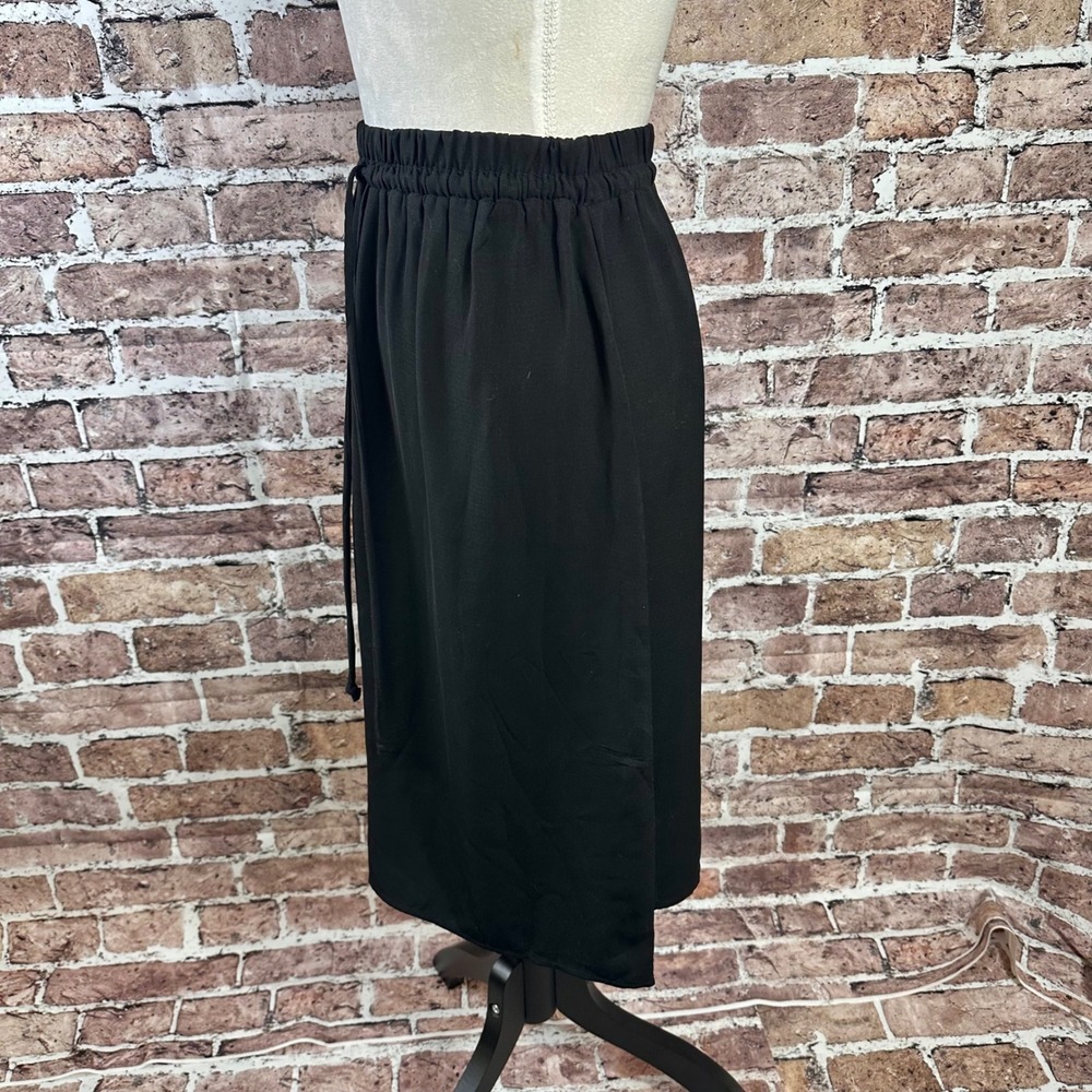 Faded Glory Black Midi Skirt Small 4-6 Elastic Drawstring Waist Cottagecore Girl - Picture 6 of 10